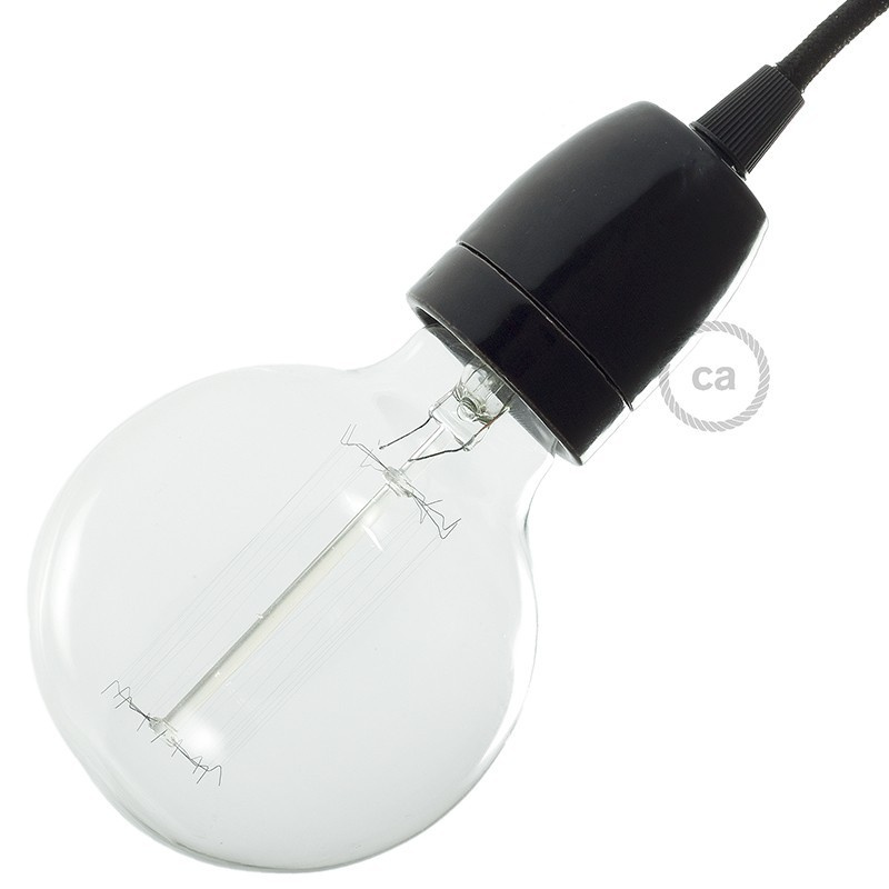 creative cables Porcelánová objímka E27 v sadě Barva komponentu: Černá