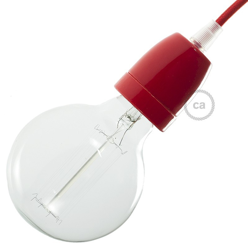 creative cables Porcelánová objímka E27 v sadě Barva komponentu: Červená