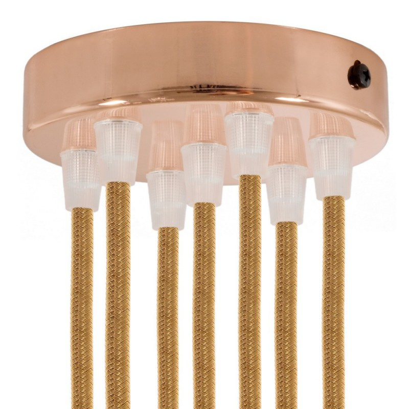 creative cables Válcový kovový stropní baldachýn - 7 otvorů Barva komponentu: Měď, Kabelová průchodka: Kuželová