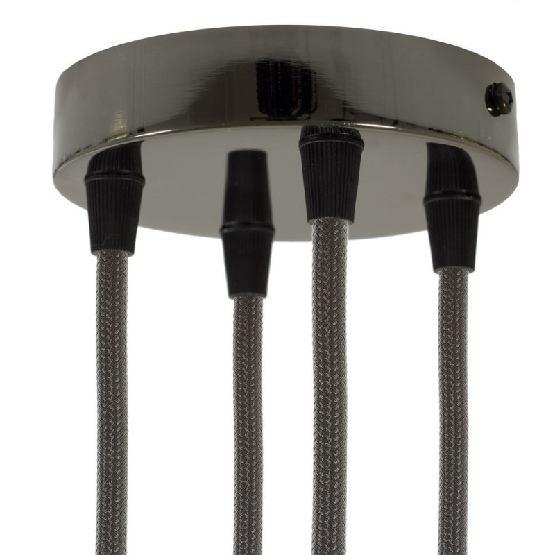 creative cables Válcový kovový stropní baldachýn - 4 otvory Barva komponentu: Černá perleť, Kabelová průchodka: Kuželová
