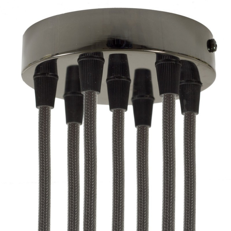 creative cables Válcový kovový stropní baldachýn - 7 otvorů Barva komponentu: Černá perleť, Kabelová průchodka: Kuželová