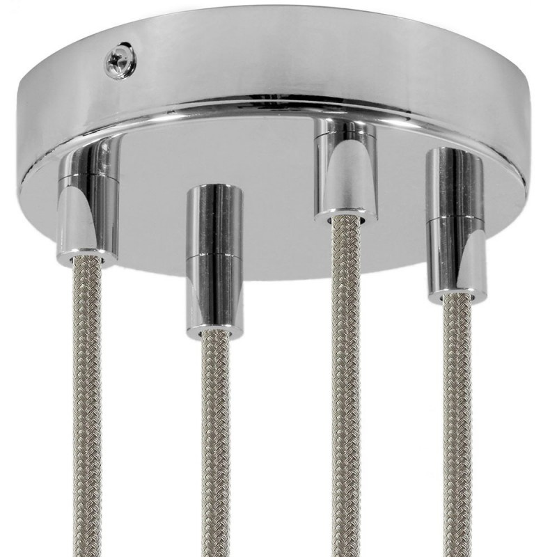 creative cables Válcový kovový stropní baldachýn - 4 otvory Barva komponentu: Chrom, Kabelová průchodka: Válcová