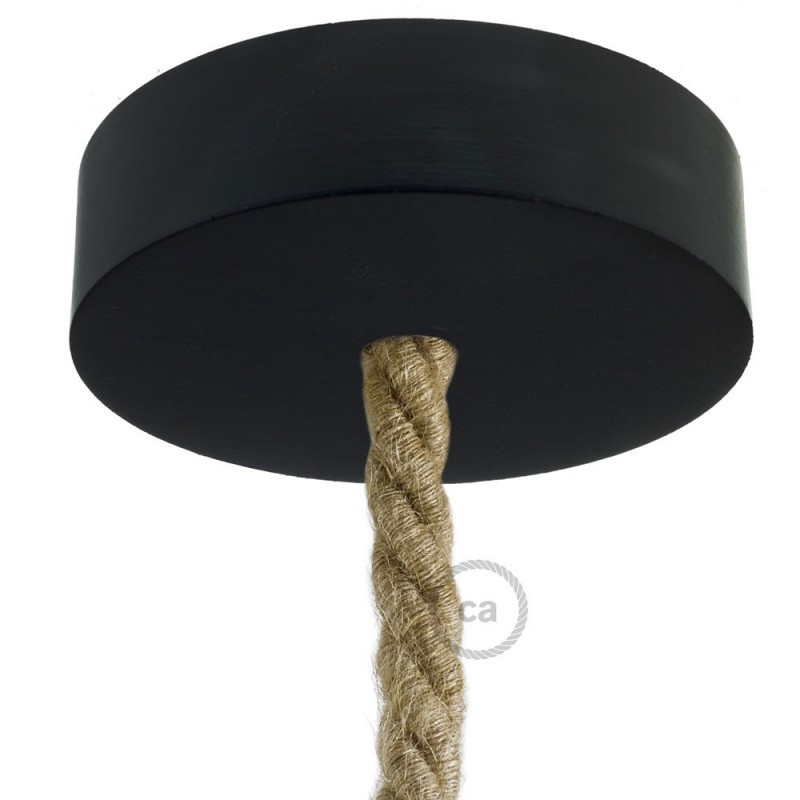 creative cables Dřevěný stropní baldachýn pro XL lanový kabel - 1 otvor Barva komponentu: Černá