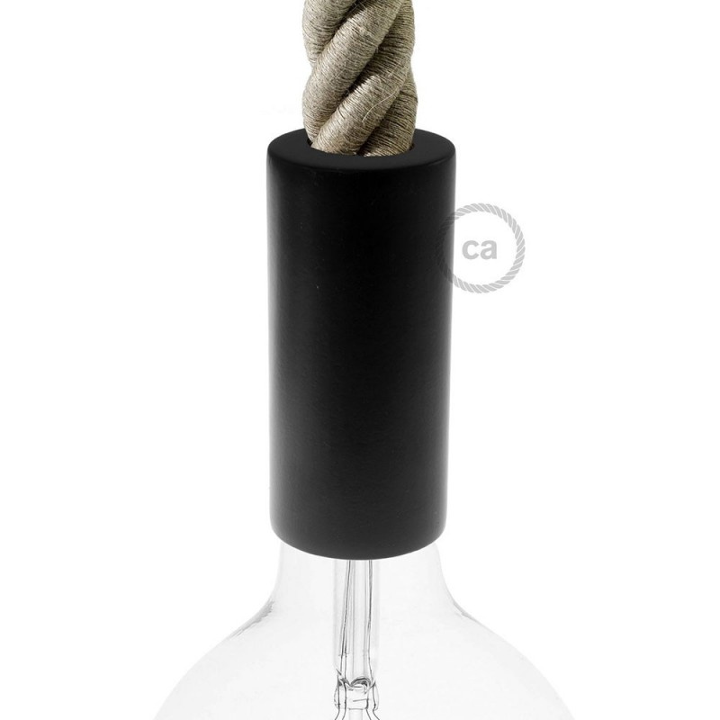creative cables Dřevěná objímka E27 v sadě pro 3XL lanová kabel Barva komponentu: Černá
