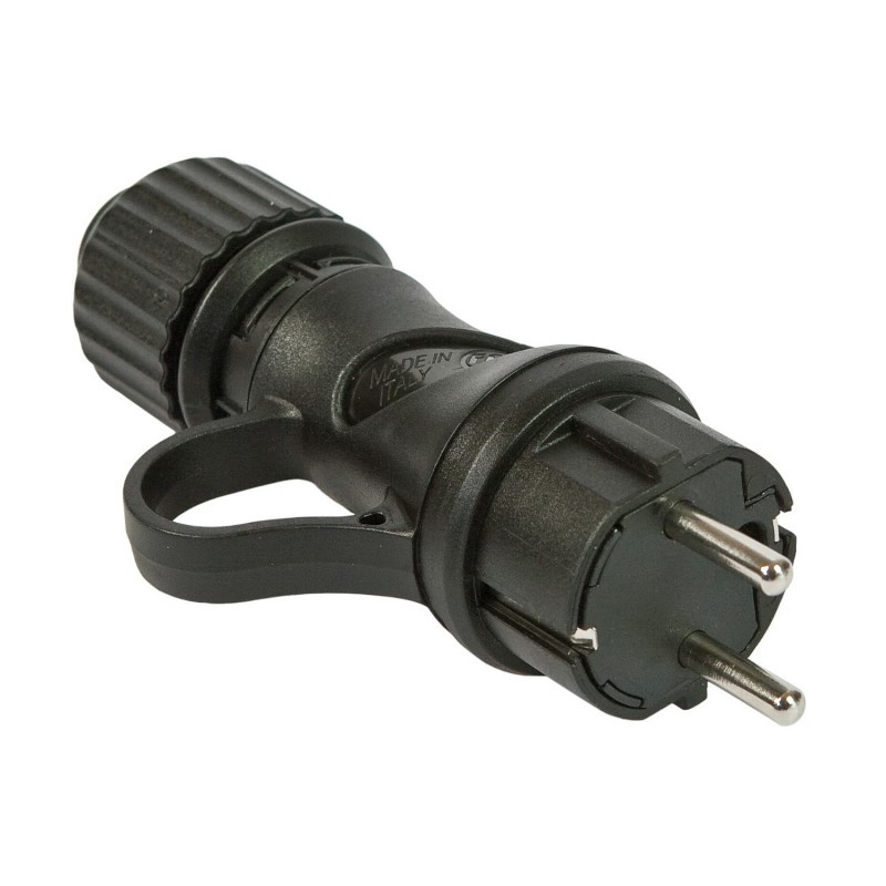 creative cables Černá schuko zástrčka s prstencem 16A 250V IP44 pro systém EIVA