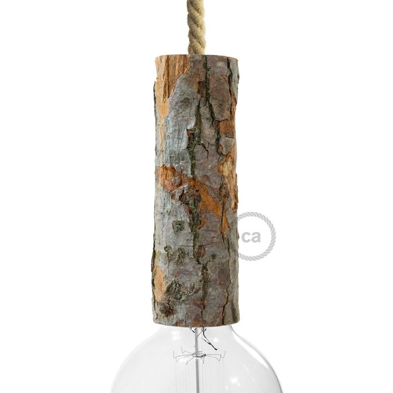 creative cables Velká dřevěná objímka s kůrou E27 v sadě kůře Barva komponentu: Neutrální