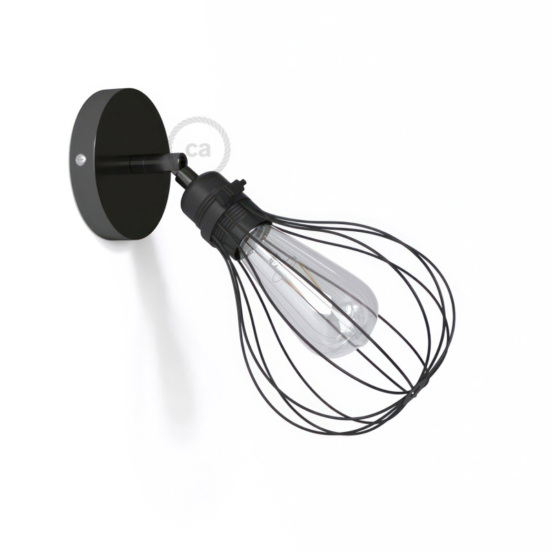 creative cables Fermaluce metallo 90° urban, anastavitelné kovové nástěnné bodové svítidlo se stínidlem kapka Barva: Černá Perleť