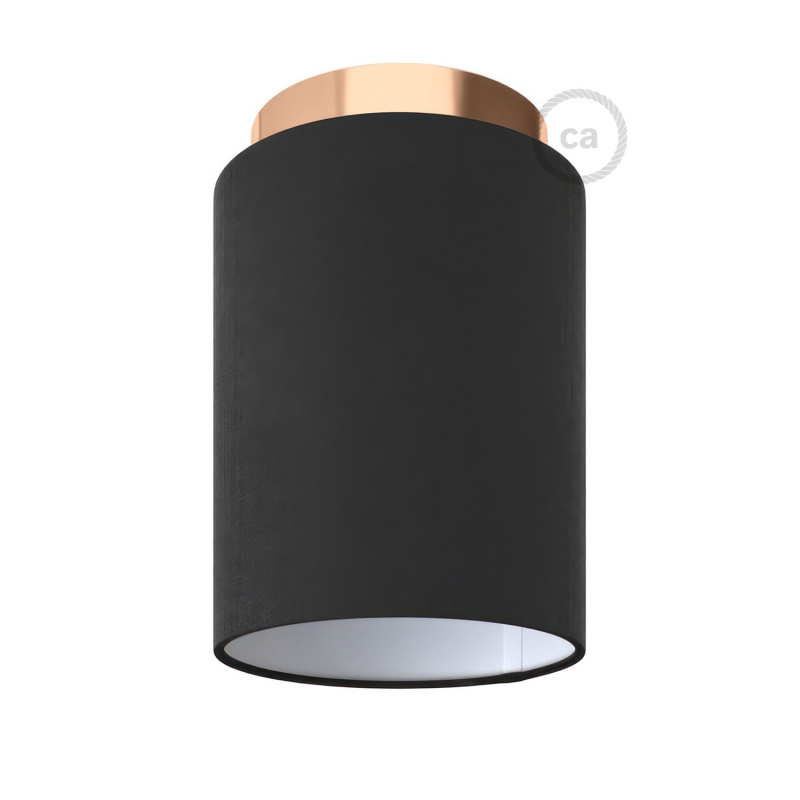 creative cables Fermaluce glam s válcovým stínidlem, ø 15cm v18cm, kovové nástěnné nebo stropní svítidlo Barva: Měď-černá