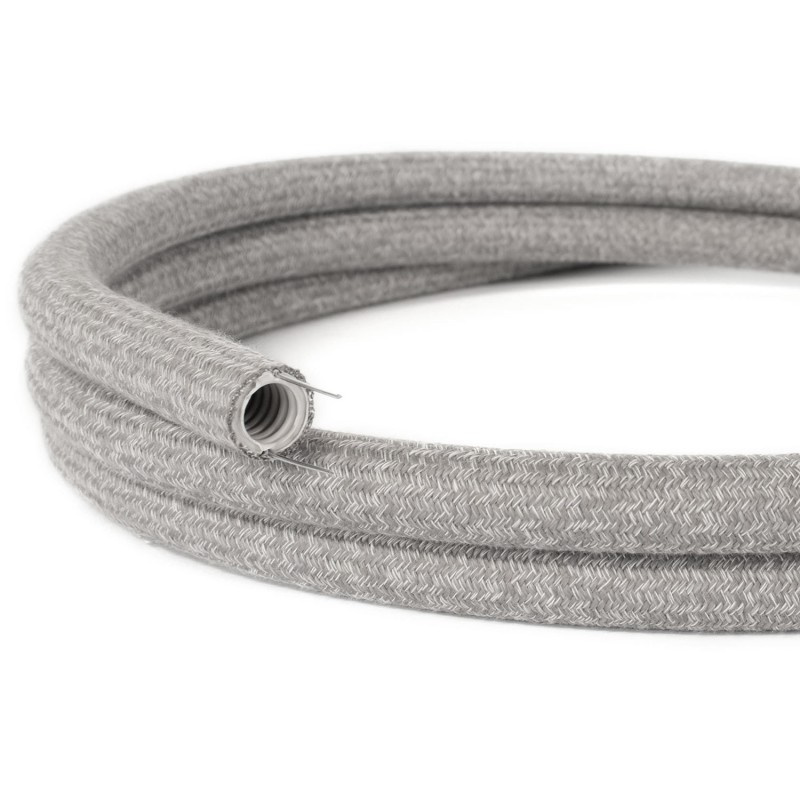 creative cables Creative-tube - ohebná trubice potažená šedou lněnou tkaninou RN02, průměr 20 mm