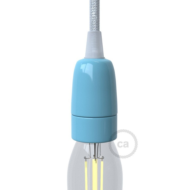 creative cables Porcelánová objímka E14 v sadě Barva komponentu: Modrá