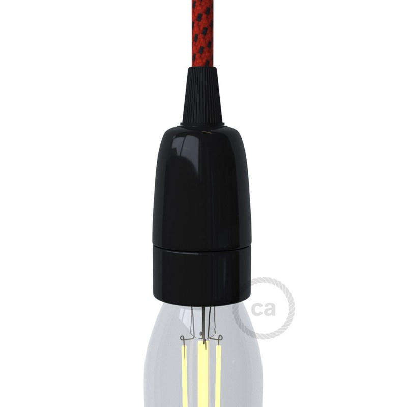 creative cables Porcelánová objímka E14 v sadě Barva komponentu: Černá