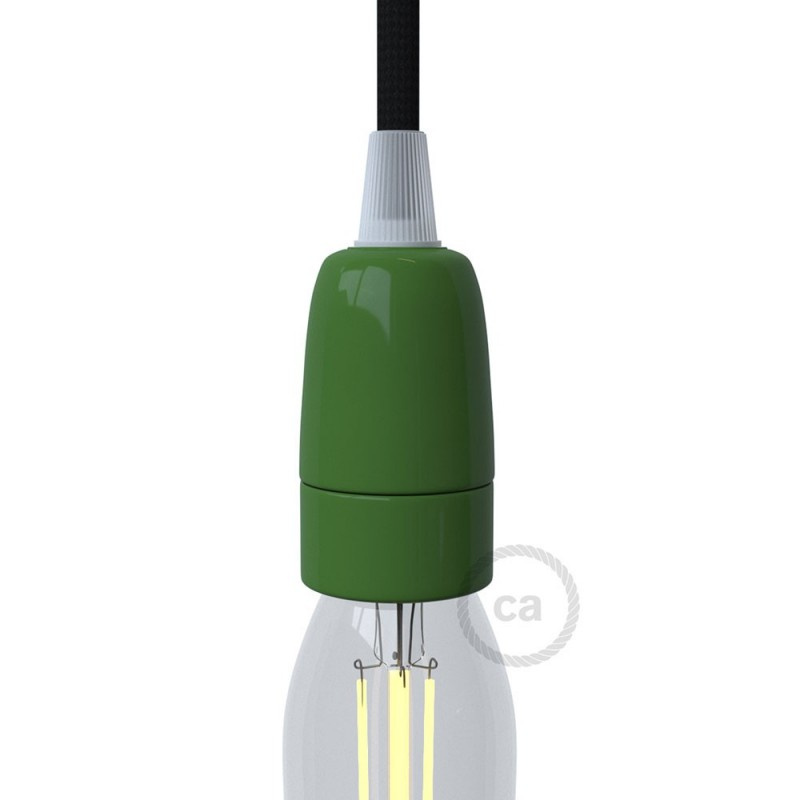 creative cables Porcelánová objímka E14 v sadě Barva komponentu: Zelená
