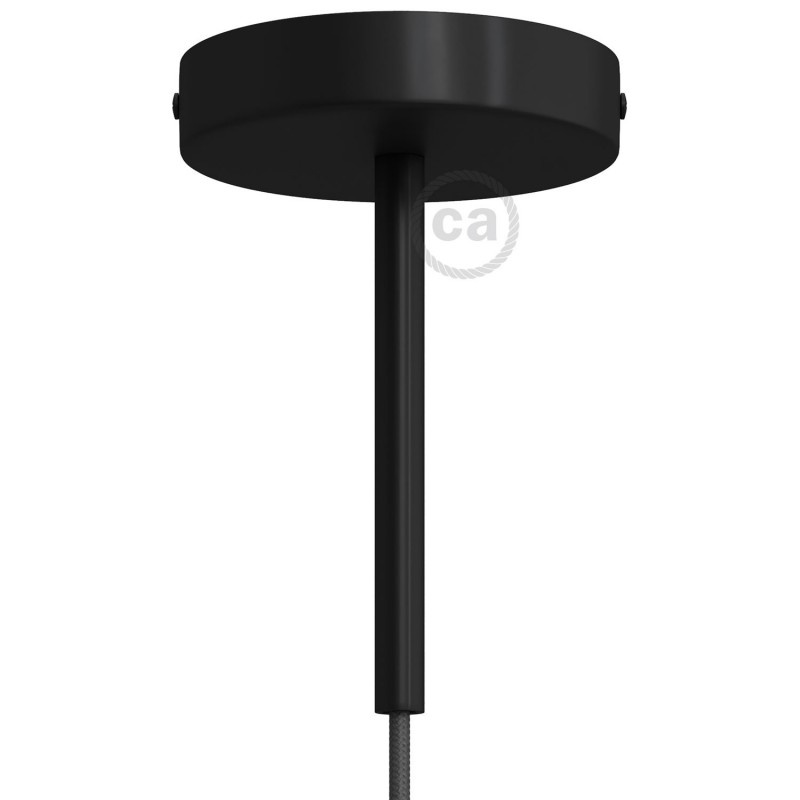 creative cables Válcový kovový stropní baldachýn se 15cm kabelovou průchodkou - 1 otvor Barva komponentu: Černá