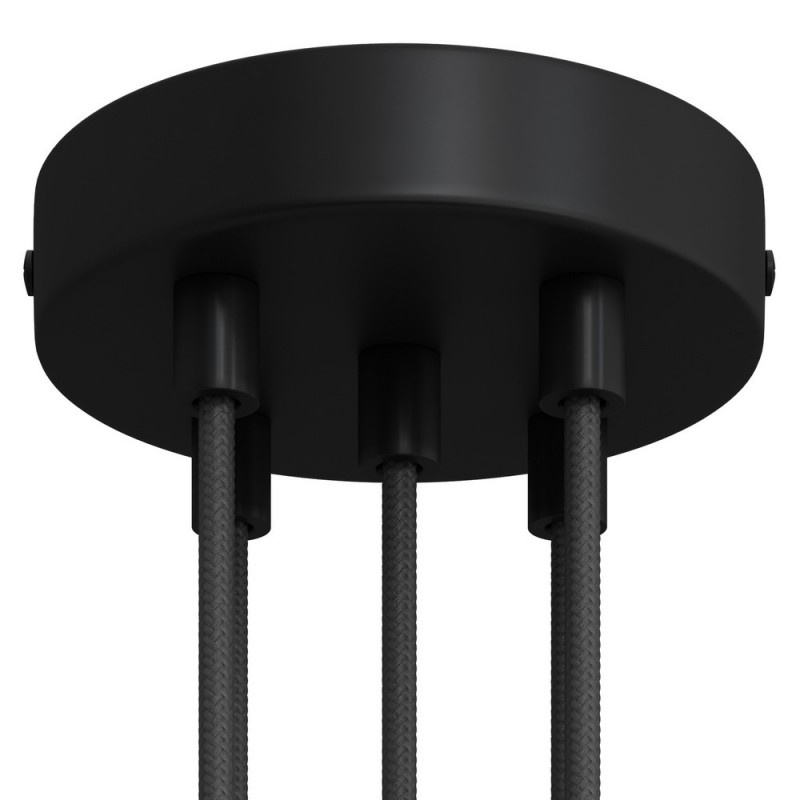 creative cables Válcový kovový stropní baldachýn - 5 otvorů Barva komponentu: Černá, Kabelová průchodka: Válcová