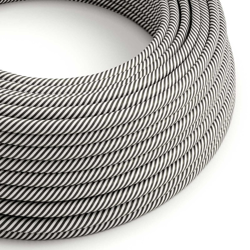 creative cables Textilní elektrický HD kabel s tenkými pruhy vertigo ERM37 - bílá a břidlicová Počet žil: 2x0.75