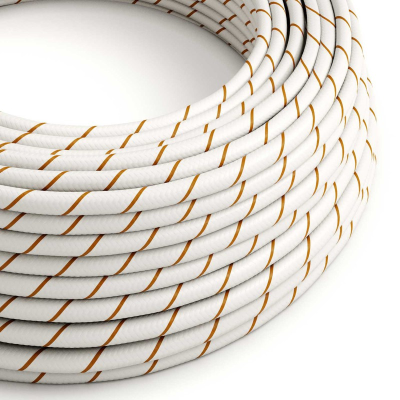 creative cables Textilní elektrický HD kabel s pruhy vertigo ERM43 - bílá a hnědá Počet žil: 2x0.75