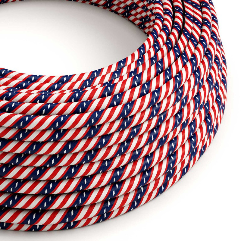 creative cables Textilní elektrický HD kabel s pruhy vertigo ERM45 washington - bílá, modrá, červená Počet žil: 2x0.75