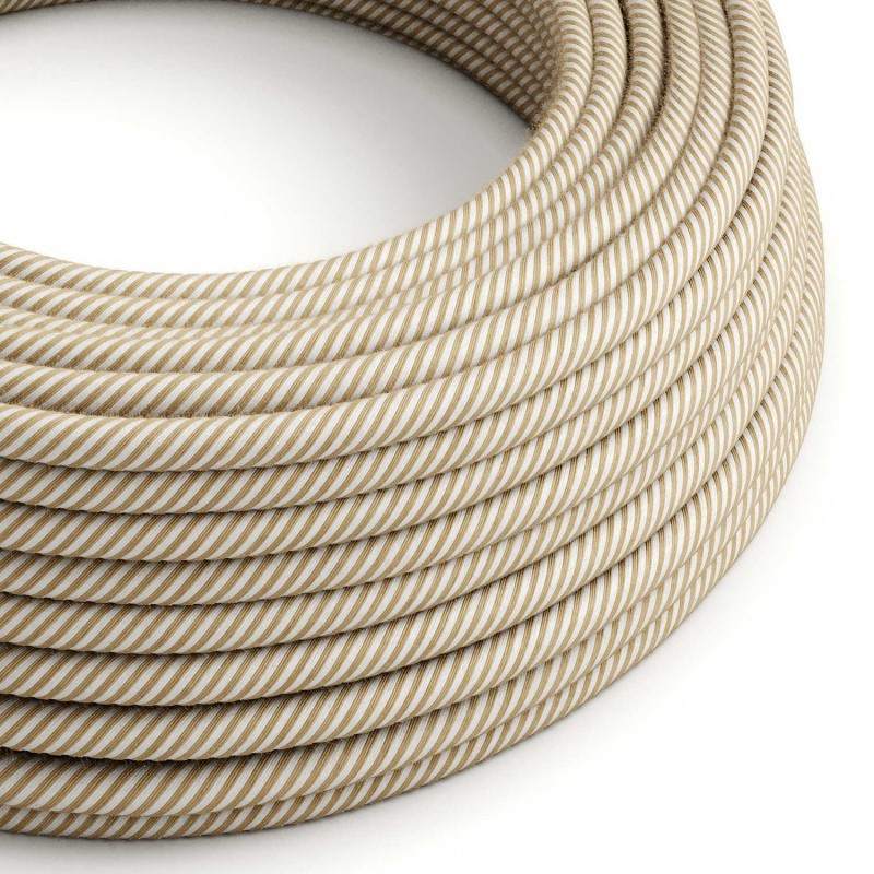 creative cables Textilní elektrický kabel s pruhy pokrytý bavlnou a jutou vertigo ERN07 hawser - obilná a bílá Počet žil: 3x0.75