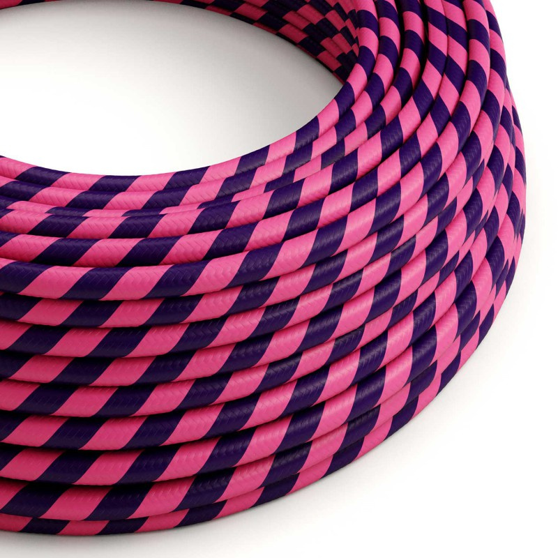creative cables Textilní elektrický HD kabel s pruhy vertigo ERM41 cheshire - růžová a tmavě modrá Počet žil: 3x0.75