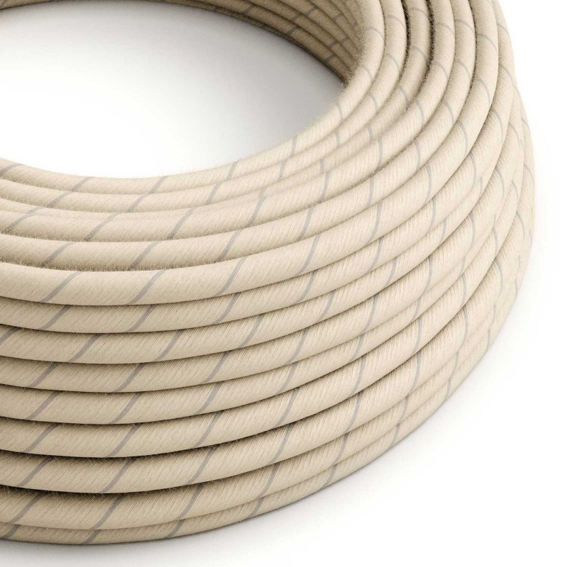 creative cables Textilní elektrický kabel s pruhy pokrytý balvnou and lnem vertigo ERD23 - obilná Počet žil: 2x0.75