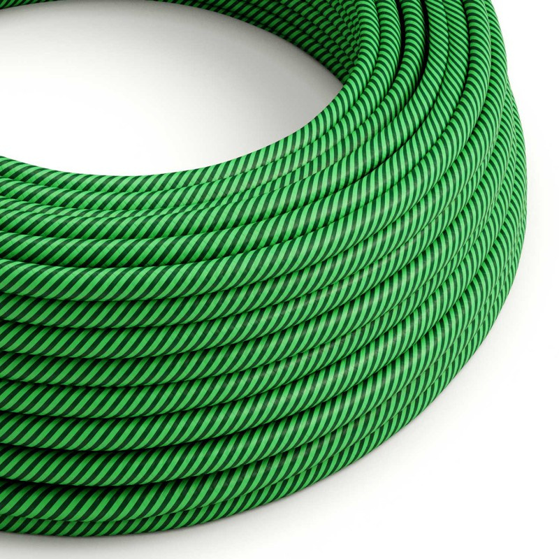 creative cables Textilní elektrický HD kabel s pruhy vertigo ERM48 - kiwi a tmavě zelená Počet žil: 2x0.75