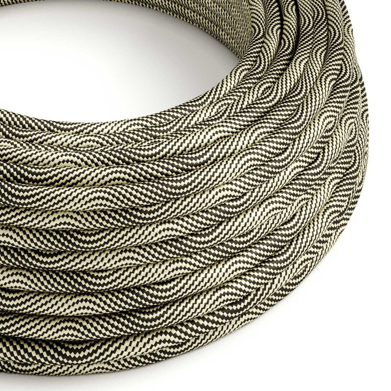 creative cables Textilní elektrický HD kabel se vzorem optical vertigo ERM65 - černá a zlatá Počet žil: 3x0.75