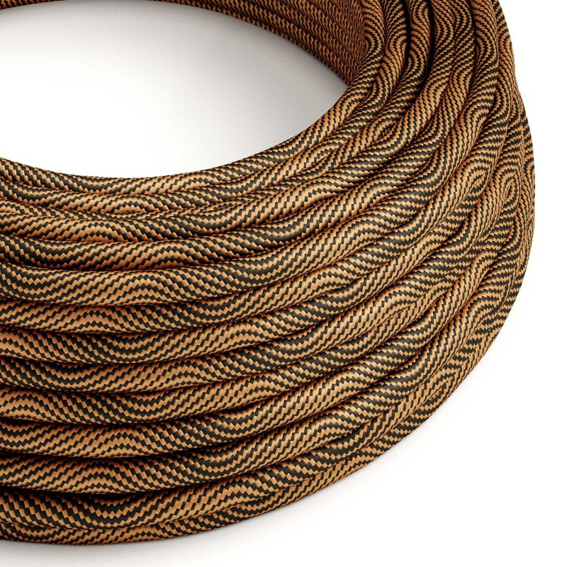 creative cables Textilní elektrický HD kabel se vzorem optical vertigo ERM66 - černá a měděná Počet žil: 2x0.75