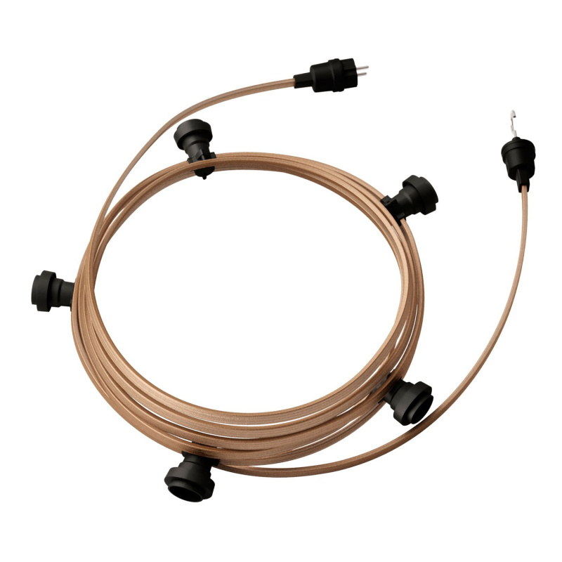 creative cables Hotový světelný řetěz LUMET 7,5 m je sestavený z 5 černých objímek, háčku a zástrčky Barva kabelu: Cipria - CM27
