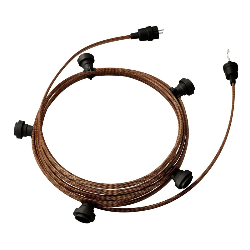creative cables Hotový světelný řetěz LUMET 7,5 m je sestavený z 5 černých objímek, háčku a zástrčky Barva kabelu: Černá-whisky - CZ22