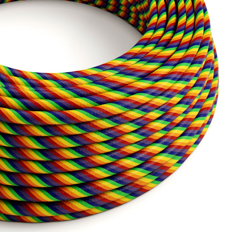 creative cables Textilní elektrický HD kabel barevný pruhovaný vertigo ERM68 - duhový Počet žil: 2x0.75