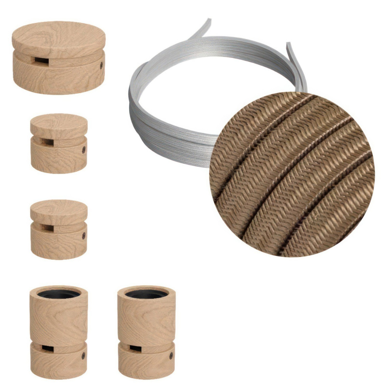 creative cables Filé system - sestava pro cik-cak instalaci - 3m kabelu pro světelné šňúry a 5 dřevěných komponentů Barva kabelu: Cipria - CM27