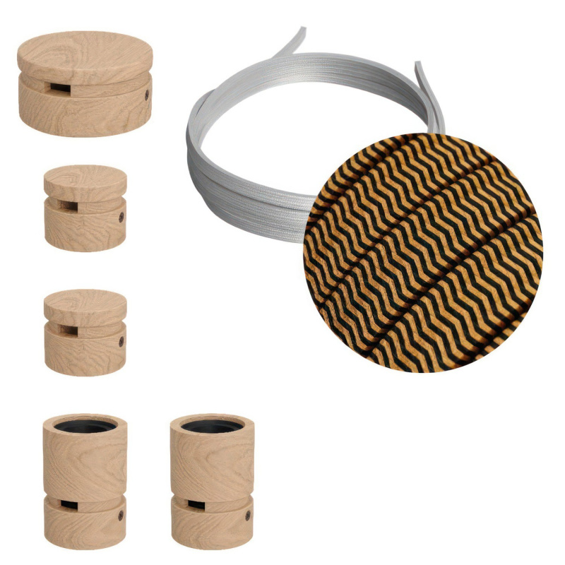 creative cables Filé system - sestava pro cik-cak instalaci - 3m kabelu pro světelné šňúry a 5 dřevěných komponentů Barva kabelu: Černá-whisky - CZ22