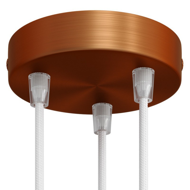 creative cables Válcový kovový stropní baldachýn - 3 otvory Barva komponentu: Matná měď, Kabelová průchodka: Kuželová