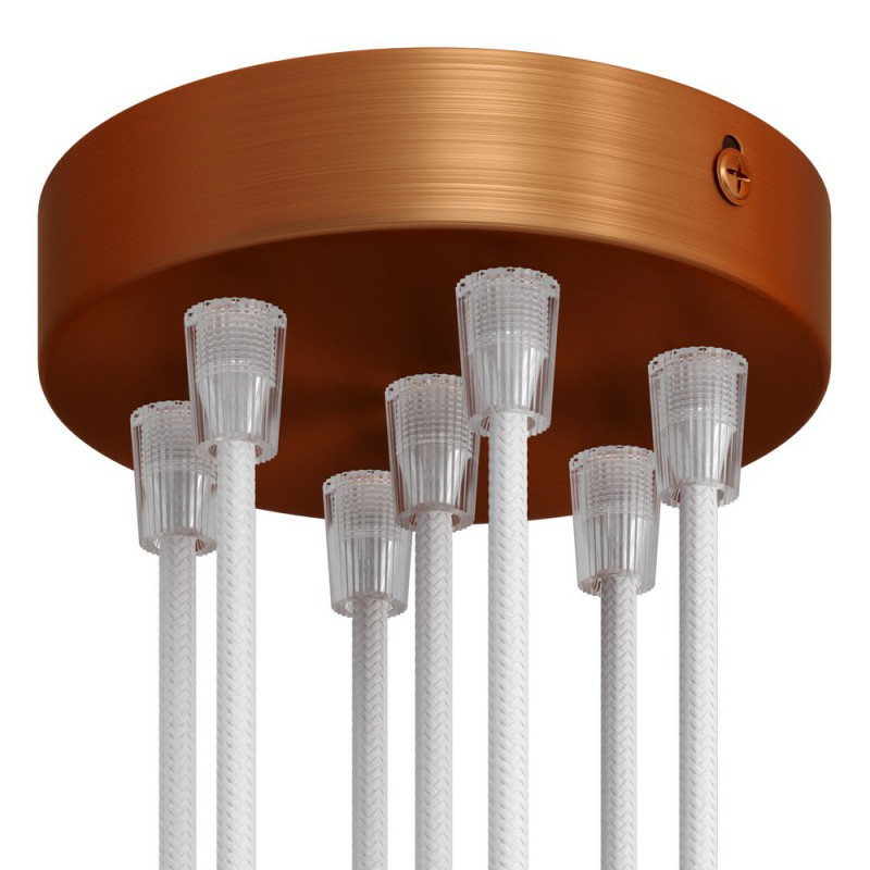 creative cables Válcový kovový stropní baldachýn - 7 otvorů Barva komponentu: Matná měď, Kabelová průchodka: Kuželová
