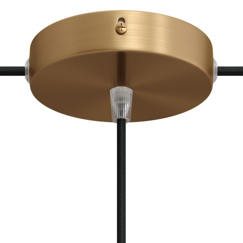 creative cables Válcový kovový stropní baldachýn s jedním středovým a 2 bočními otvory Barva komponentu: Matný bronz, Kabelová průchodka: Kuželová