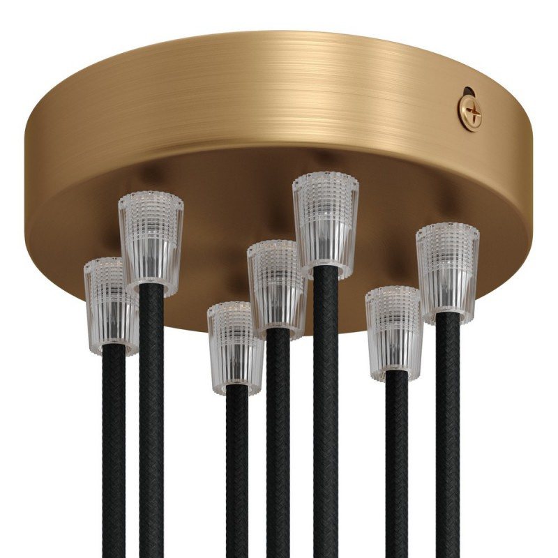 creative cables Válcový kovový stropní baldachýn - 7 otvorů Barva komponentu: Matný bronz, Kabelová průchodka: Kuželová