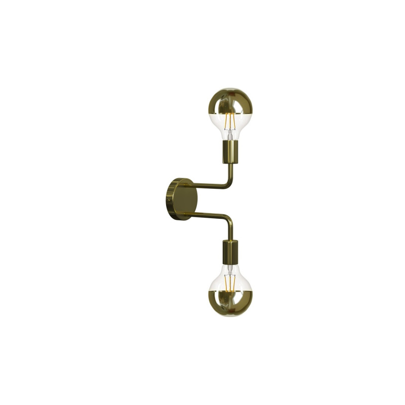 creative cables Fermaluce glam metal kovové nástěnné svítidlo se dvěmi ohnutými prodlužovacími trubičkami Barva: Mosaz