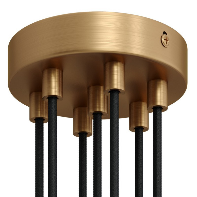creative cables Válcový kovový stropní baldachýn - 7 otvorů Barva komponentu: Matný bronz, Kabelová průchodka: Válcová