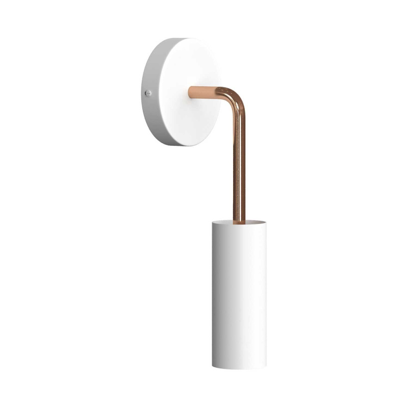 creative cables Fermaluce vintage kovové nástěnné svítidlo s ohnutou prodlužovací trubičkou a stínidlem Tub-E14 Barva: Bílá-měď