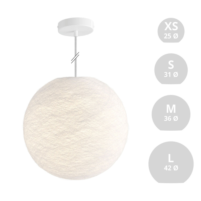 creative cables Závěsná lampa se stínidlem koule z PE vlákna, polyester Barva: Bílá, Průměr: M - Ø 35 Cm