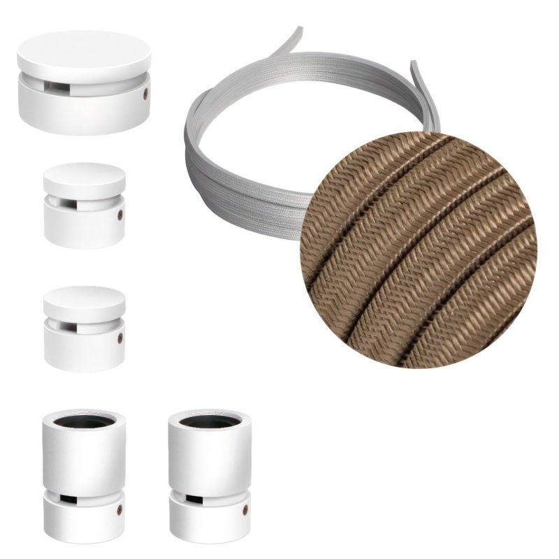 creative cables Filé systém - sestava pro cik-cak instalaci - 3m kabelu pro světelné řetězy a 5 bílých lakovaných dřevěných komponentů Barva kabelu: Cipria - CM27