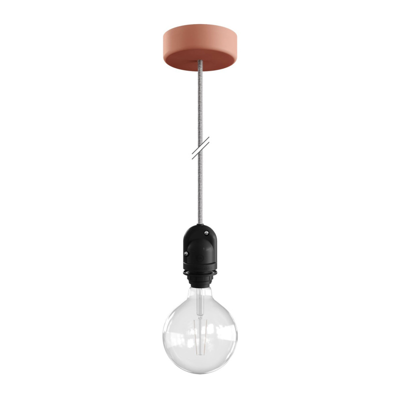 creative cables EIVA závěsná lampa do exteriéru pro stínidlo, 1,5m textilního kabelu, silikonový baldachýn a objímka, IP65 voděodolná Barva: Lososová