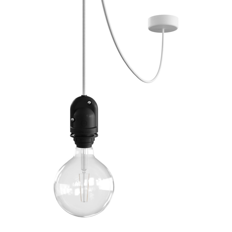 creative cables EIVA závěsná lampa do exteriéru pro stínidlo, 5m textilního kabelu, silikonový baldachýn a objímka, IP65 voděodolná Barva: Bílá