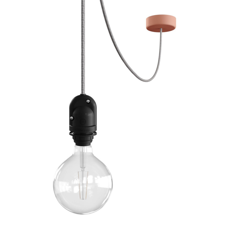 creative cables EIVA závěsná lampa do exteriéru pro stínidlo, 5m textilního kabelu, silikonový baldachýn a objímka, IP65 voděodolná Barva: Lososová
