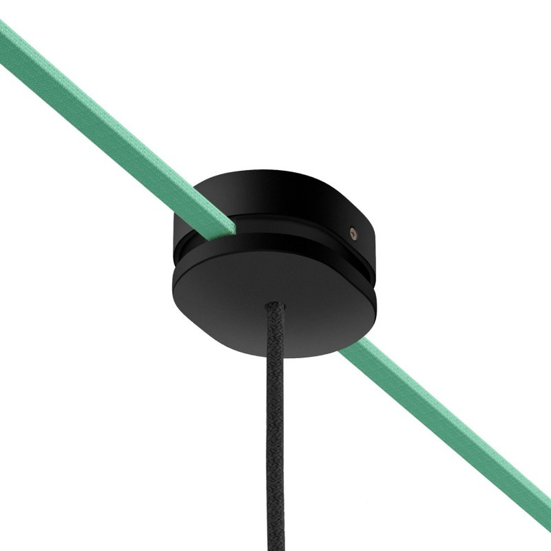 creative cables Oválný dřevěný stropní baldachýn s 1 středovým a 2 bočními otvory pro Filé systém Barva komponentu: Černá