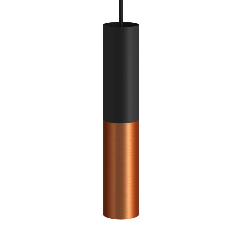 creative cables Tub-e14, bodový dvojitý kovový válec - stínidlo s objímkou E14 a s kroužky pro stínidlo Barva komponentu: Černá-Matná měď