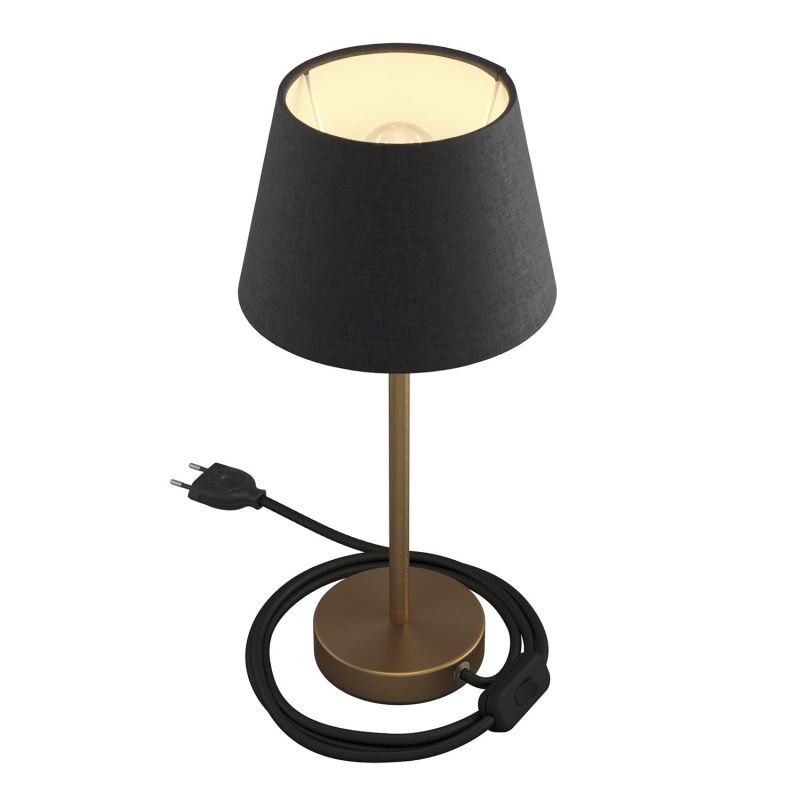 creative cables Alzaluce se stínidlem Impero, kovová stolní lampa se zástrčkou, kabelem a vypínačem Velikost: 25 cm, Barva: Broušený bronz-antracit