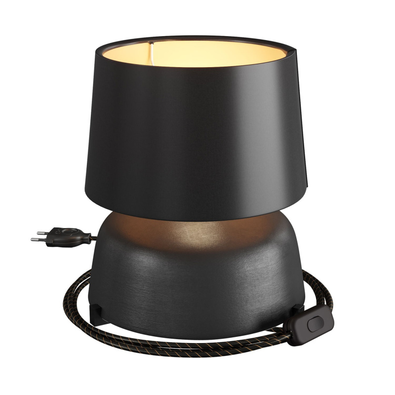 creative cables Keramická stolní lampa coppa se stínidlem Athena, s textilním kabelem, vypínačem a dvoupólovou zástrčkou Barva: Tabulová černá-černá