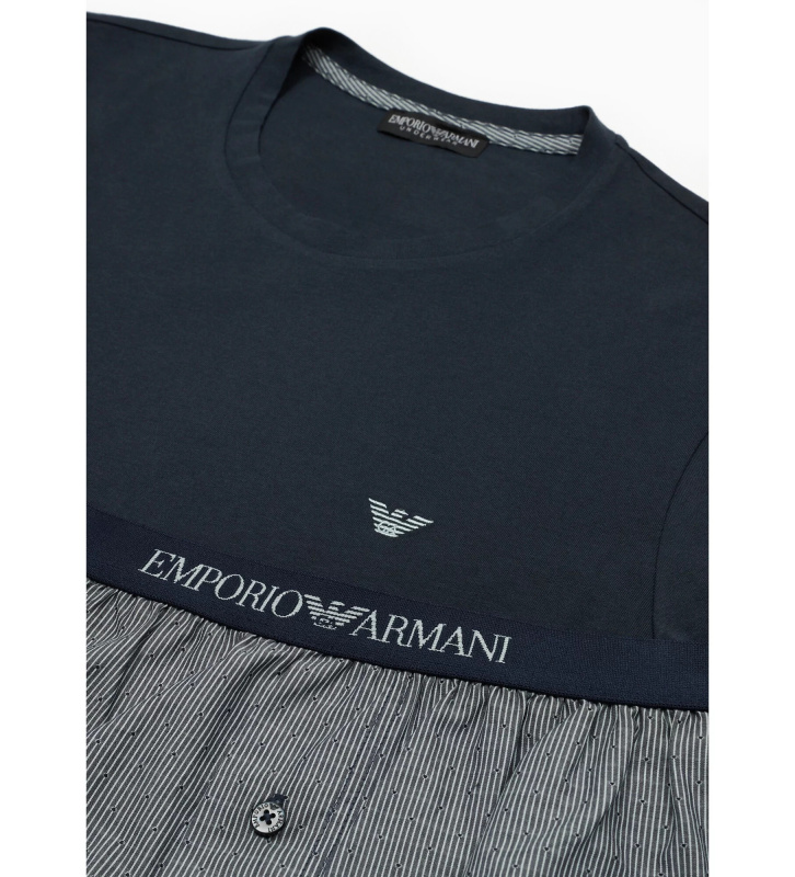 Pánské pyžamo 111339 4R576 66936 tm. modré s proužkem - Emporio Armani L