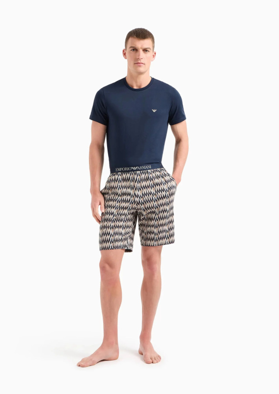 Pánské pyžamo 112101 4R583 18855 hnědé se vzorem - Emporio Armani M